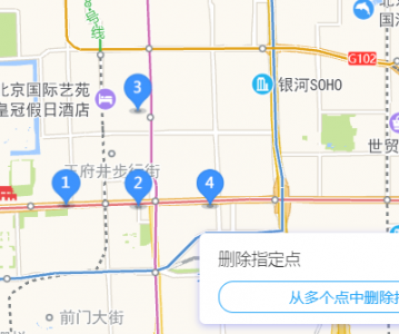 高德地图 JS API示例-覆盖物- › 点标记-› 从多个点中删除指定点